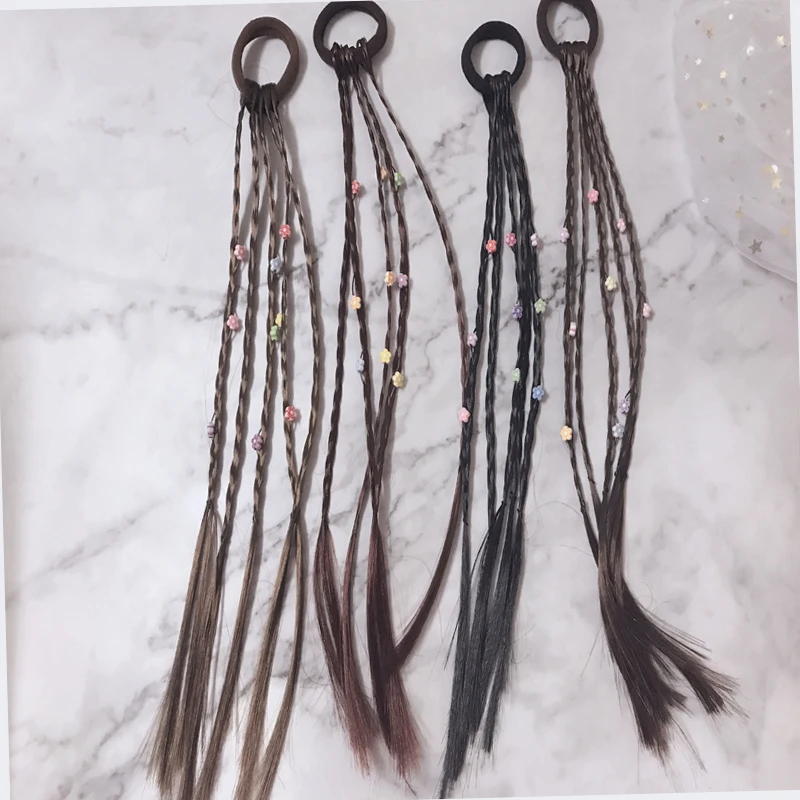 

Girls Ponytail Holder Cute Flower Wig Ring Elastic Hair Bands Rubber Bands Scrunchies Headwear Floral Hair Accessories