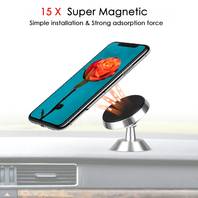 Voppton Magnetic Car Mount Universal Phone Holder 360 Degree Rotation GPS Stand Car Mobile Phone Holder For iPhone For Samsung (5)