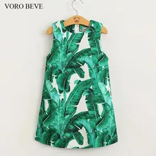 VORO BEVE 2017 High quality kids dress children clothing dress for girl princess leaf printing dress