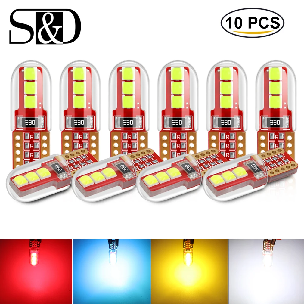 

10Pcs T10 LED Car Light 168 194 501 WY5W W5W LED Bulb Replacement Car Interior Dome Map Door Courtesy License Plate Lights White
