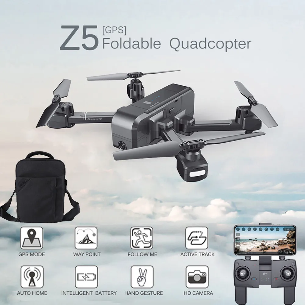 

SJ R/C Z5 Quadrocopter with HD 1080P Wide-Angle Camera GPS Drone 2.4G/5G Wifi FPV RC Drone Quadcopter +Backpack 671w 6.6