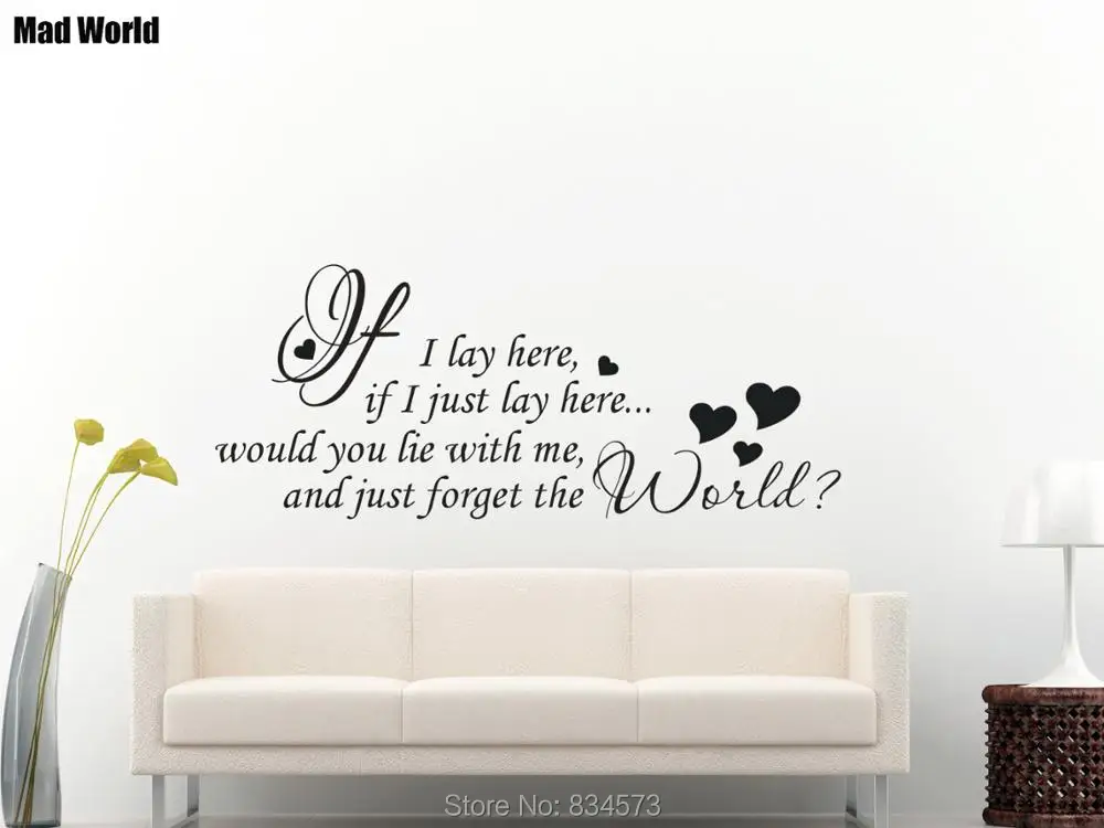 LARGE Wall Sticker /" IF I LAY HERE SNOW PATROL/" Vinyl Art Quote Wall Decal 003