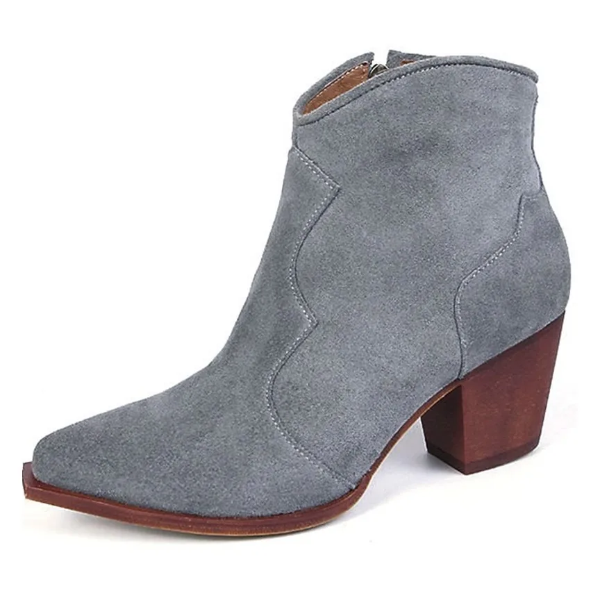 

Ladies shoes woman ankle boots  full grain leather fashion  point toe Fashion Boots woman casual shoes