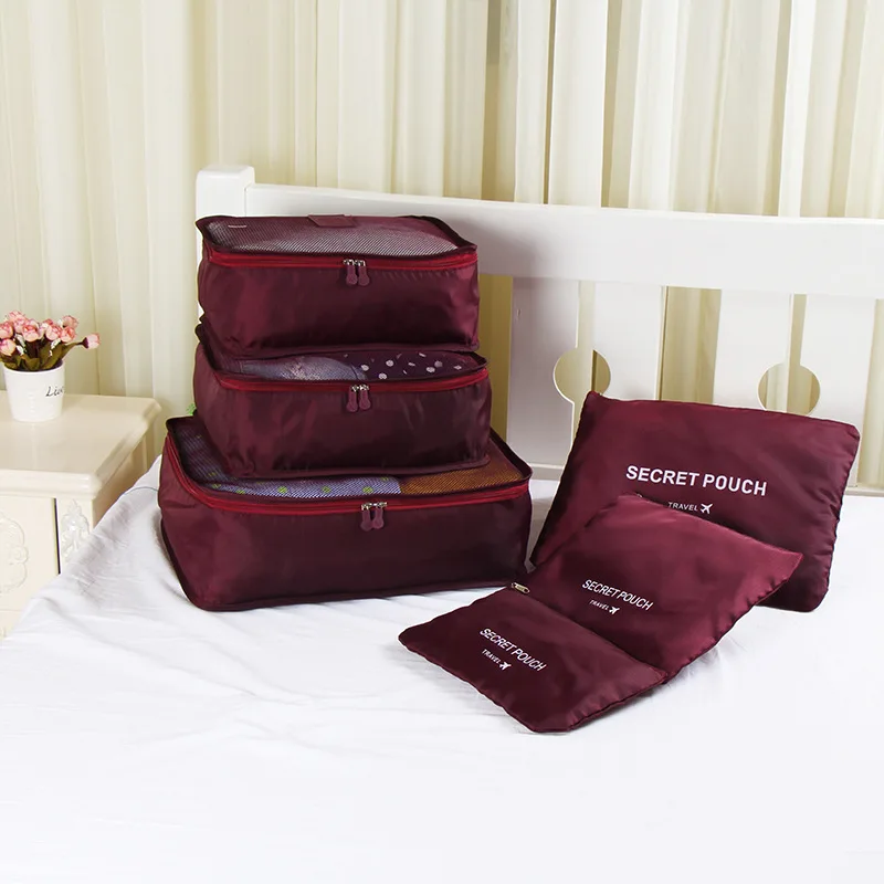 Wine red Не упустите возможность стать обладателем 6 шт./компл. высокое качество ткань Оксфорд Путешествия сетки в мешке чемодан Организатор Упаковка Cube органайзер для одежды - Цвет: Wine red