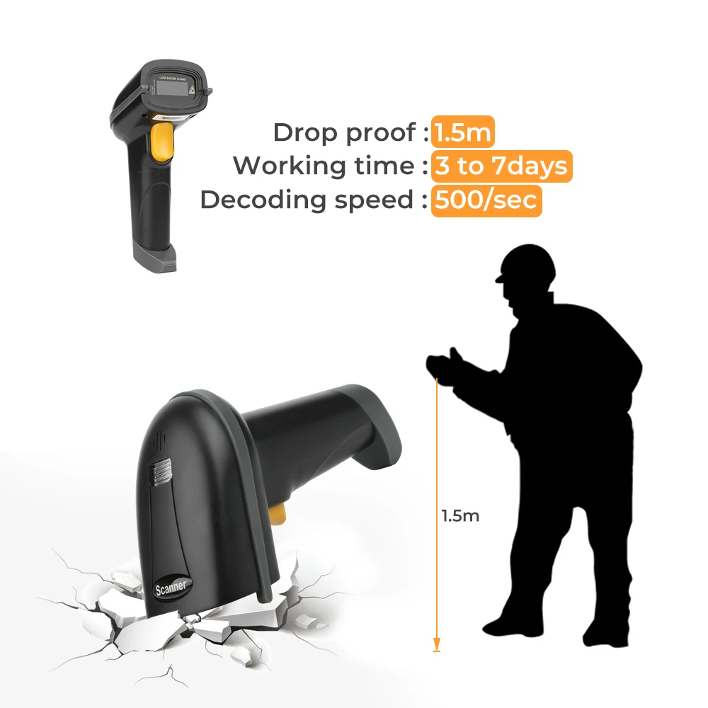 MUNBYNHandheld сканер штрих кода 2D qr код Bluetooth беспроводной USB PDF417 светодиодный