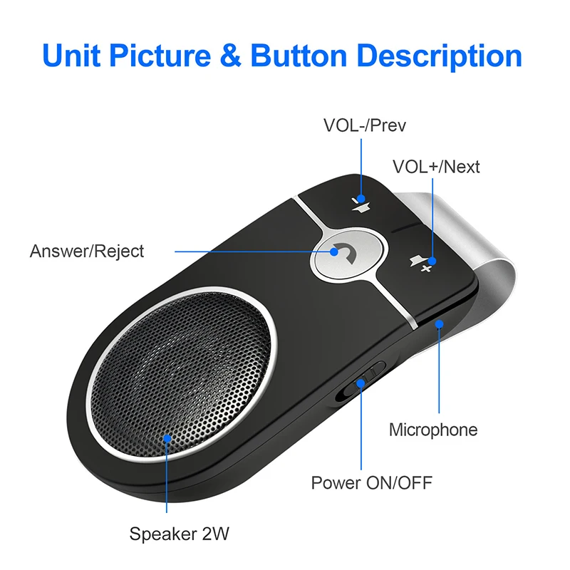 Fdoman многоязычный Солнцезащитный козырек Bluetooth Авто Громкая Связь Динамик двойной телефон Поддержка siri голосовой помощник