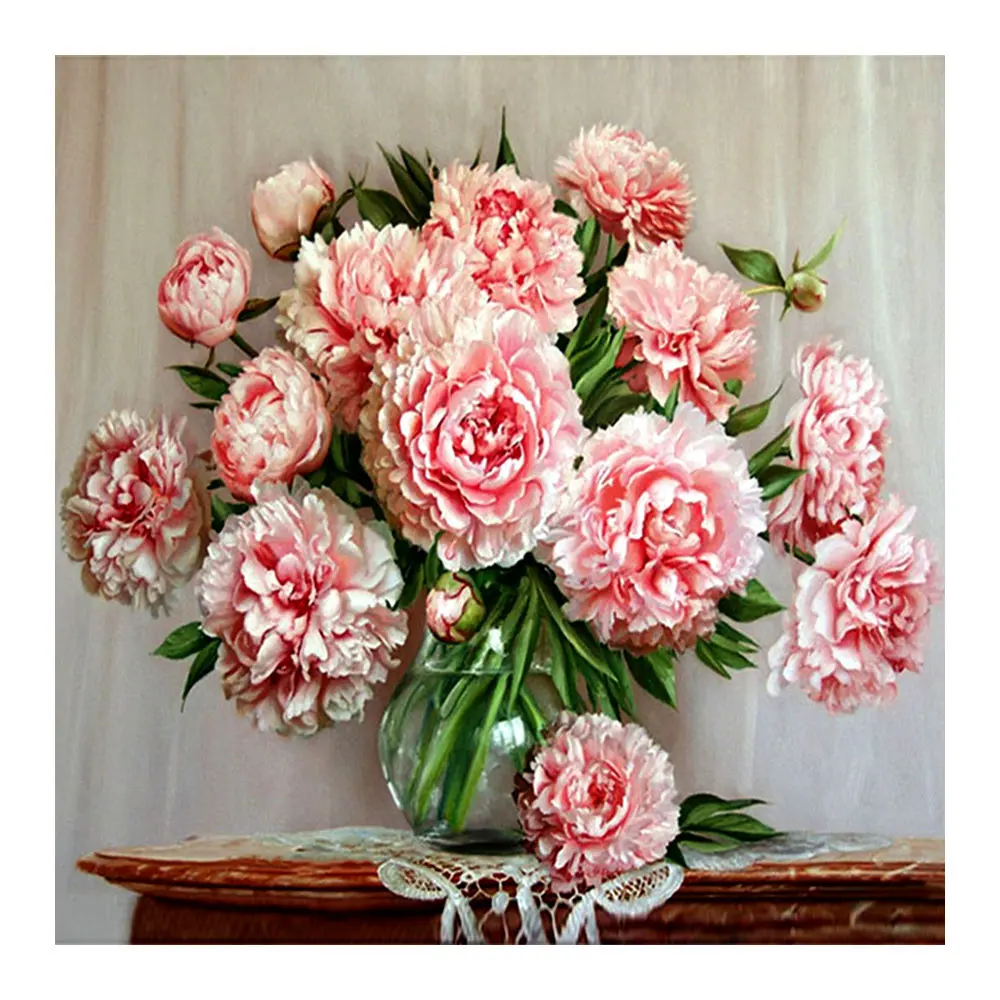 

Pink Flower vase Diamond Painting floral Rose Round Full Drill 5D Nouveaute DIY Mosaic Embroidery Cross Stitch home decor gifts