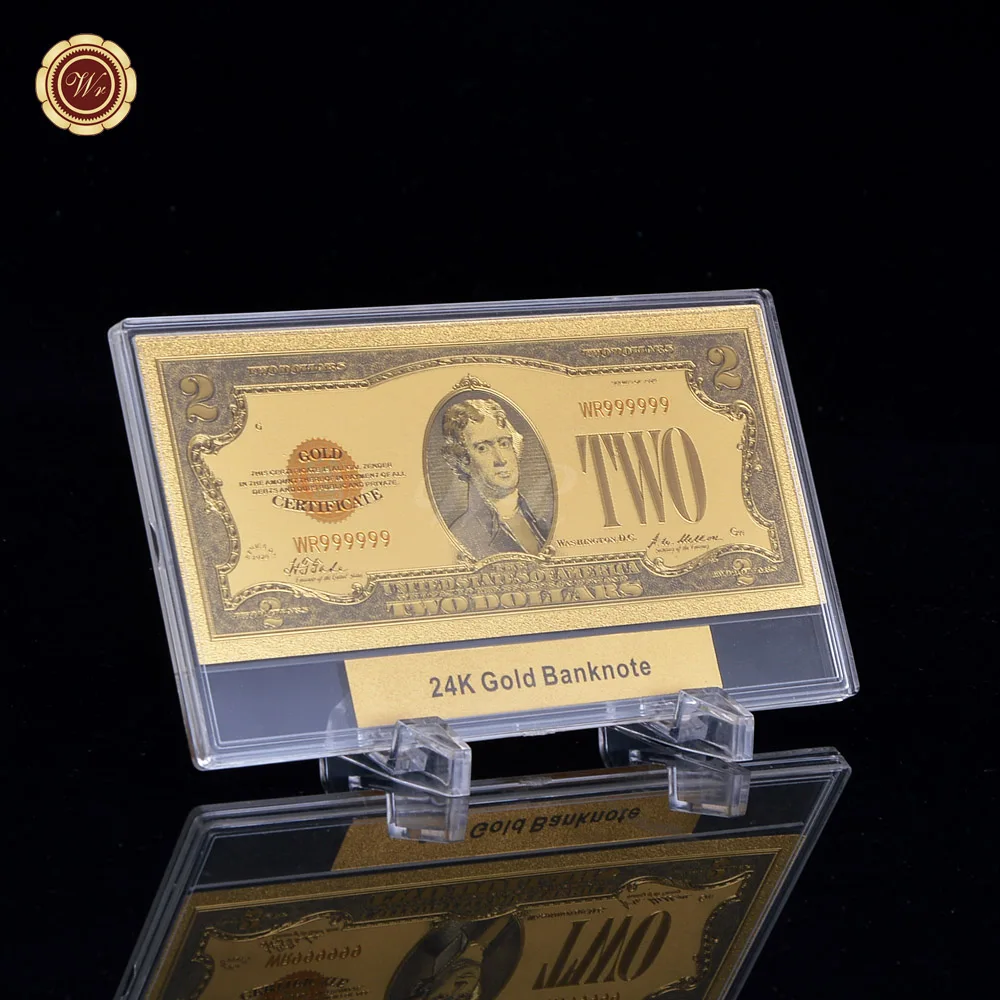 WR качество Золотая банкнота 1875 лет$5 доллар США национальные банкноты пластиковые банкноты приятные детали+ бесплатные подарки рамка дисплея - Цвет: 1928 USD 2