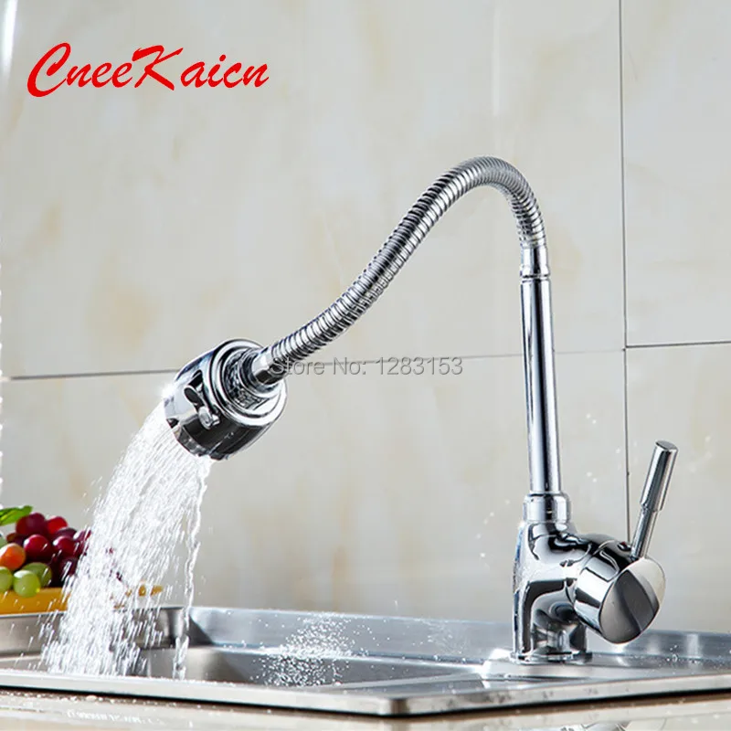 

CK high kitchen sink faucet single hole cold and hot mixer water tap flexible Kitchen Tap grifo pared cocina