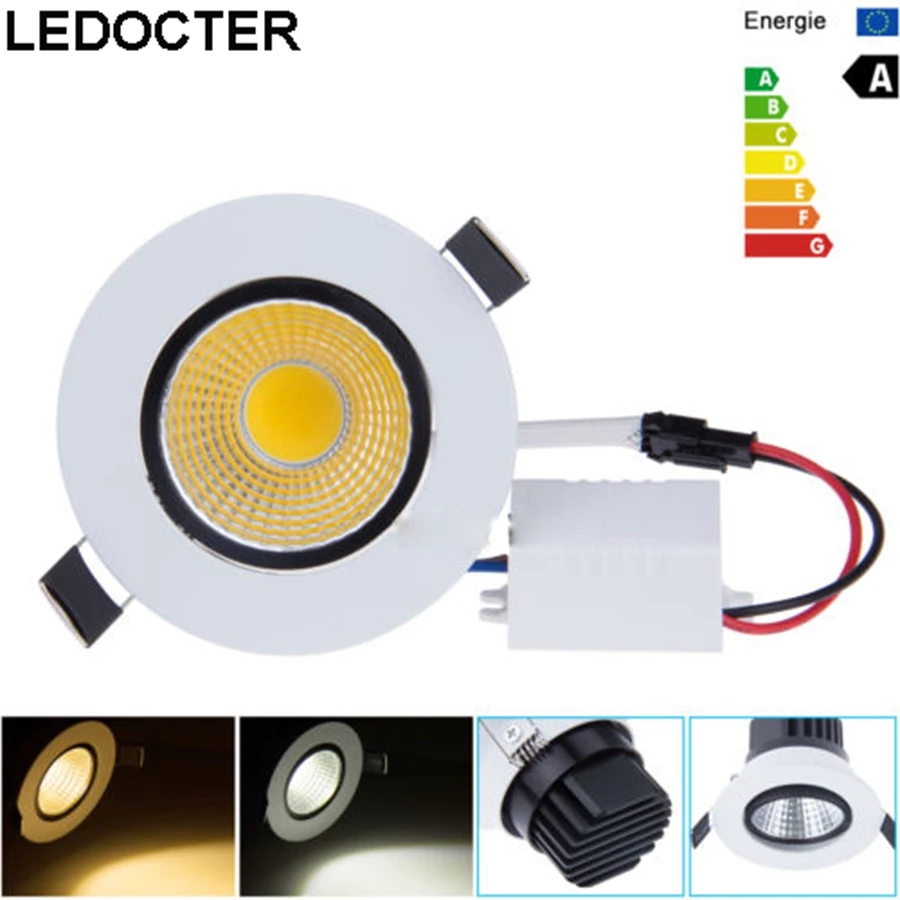 Модные 3 5 &quot4 5&quot CREE 6 Вт 9 12 15 COB светодиодные светильники + драйвер с регулируемой