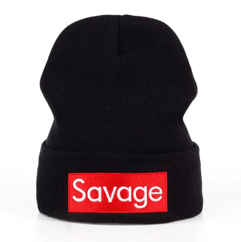 Savage Beanie шапки, шапки, зимние шапки для мужчин и женщин, вязаные зимние брендовые шапки для девочек, женские и мужские теплые уличные шапки Skullies s - Цвет: Черный