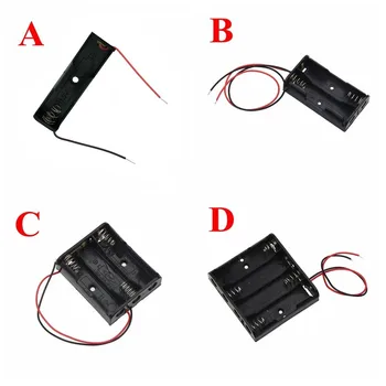 

#30 Black Plastic 1x 2x 3x 4x 18650 Battery Storage Box Case 1 2 3 4 Slot Batteries Clip Holder Container With Wire Lead Pin