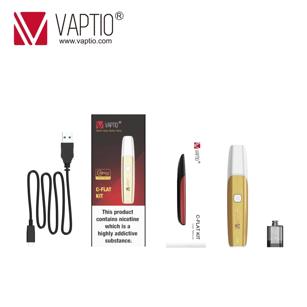 Electronic Cigarette Original Vaptio C-Flat 15W VAPE KIT 1.5ml atomizer Over vaping Protection 350mah battery 1.0ohm ecig kit Electronic Cigarette Original Vaptio C-Flat 15W VAPE KIT 1.5ml atomizer Over vaping Protection 350mah battery 1.0ohm ecig kit