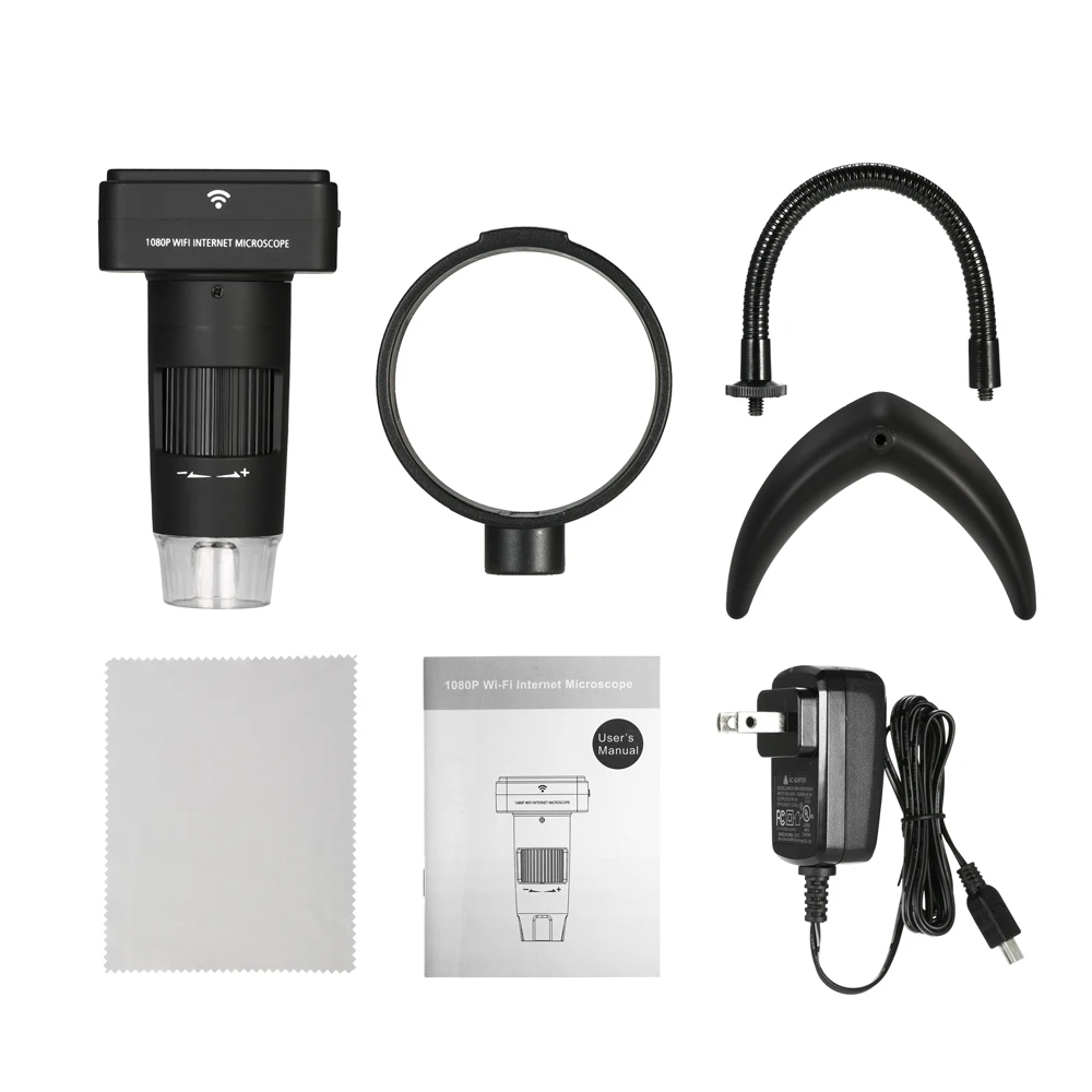 200X Беспроводной Wi-Fi цифровой зум микроскоп 1.0MP Камера 8-светодиодный свет ручное увеличительное стекло лупа для телефона - Цвет: US plug