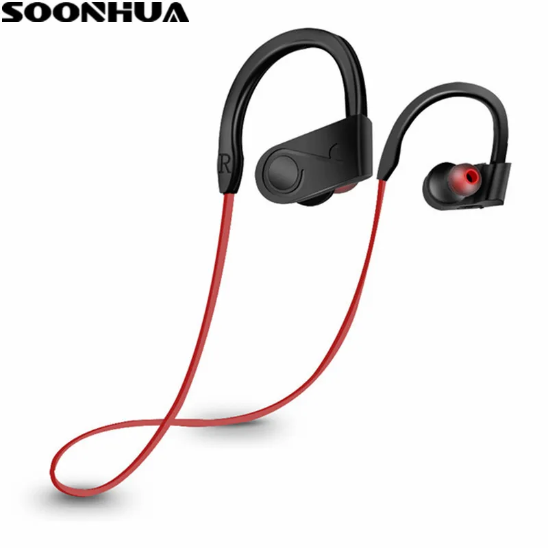 SOONHUA Wireless Bluetooth Earphone Ear Hook Waterproof Sports Headphone Stereo Bass Headset With Handsfree Microphone For Phone