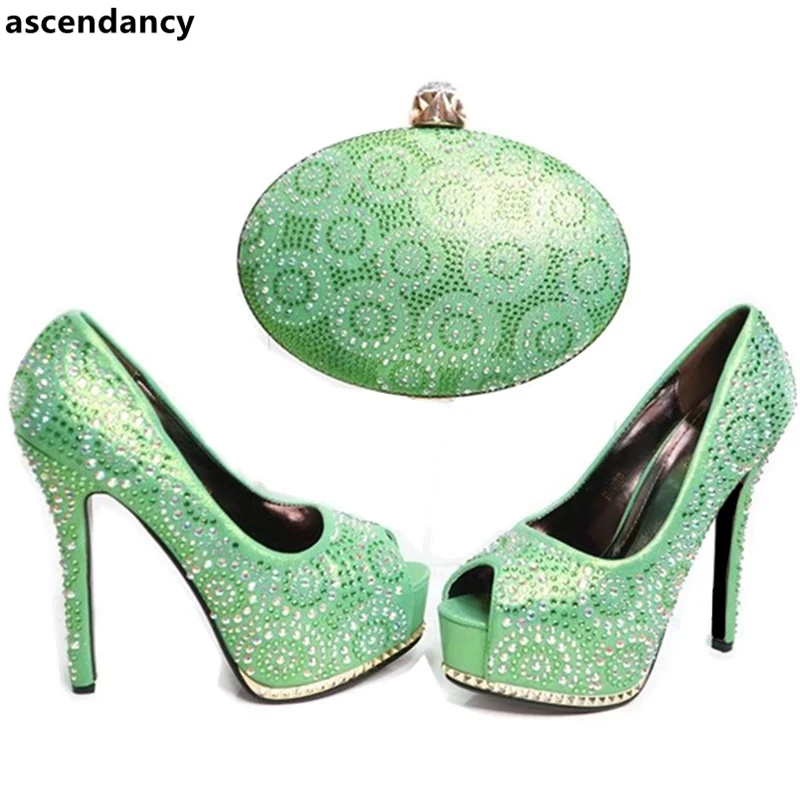 Matching Nueva Italianos De Las Azul verde Con Llegada pink Juego púrpura Conjunto fuchsia Bolsas Señoras Hacer Rhinestone Y oro Zapatos Para Bolso Mujeres Decorado Nigerianas tFtnPzrv