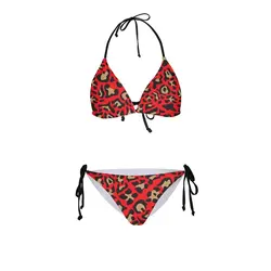 Красный Леопард Дизайн Женский комплект 2 шт. летней одежды для женщины ансамбль женский конъюнкт де Mujer пляжная одежда