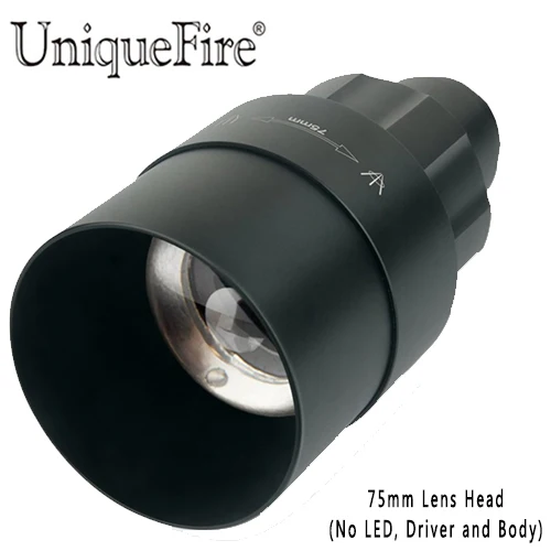 UniqueFire общий 38 мм выпуклая линза фонарь сменный(без светодиодный и драйвер) для UF 1605 XML/XRE/850NM/940NM фонарик - Цвет: 75mm Lens Head
