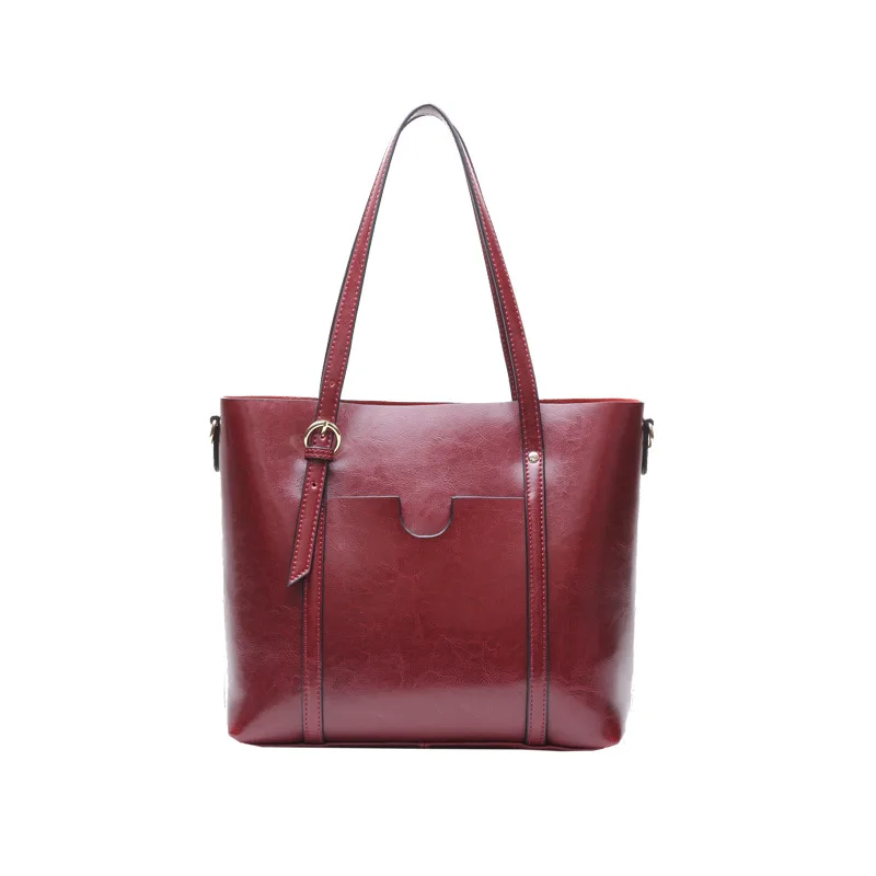 Для женщин разделение кожаная сумка Винтаж Дизайнерская Высокое качество известный бренд Tote плеча дамы руки сумки - Цвет: Red