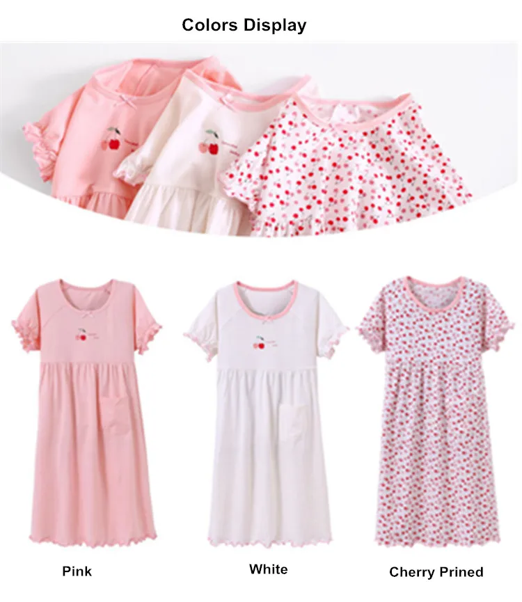 Princess nightgowns for girls cotton nightdress girls sleepwear loose dress 01