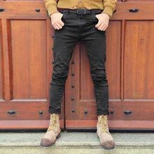 Черные узкие джинсы мужские однотонные джинсовые рваные джинсы для мужчин Новые повседневные стрейч человек бренд jeans100% хлопок мужские панталоны джинсы K282