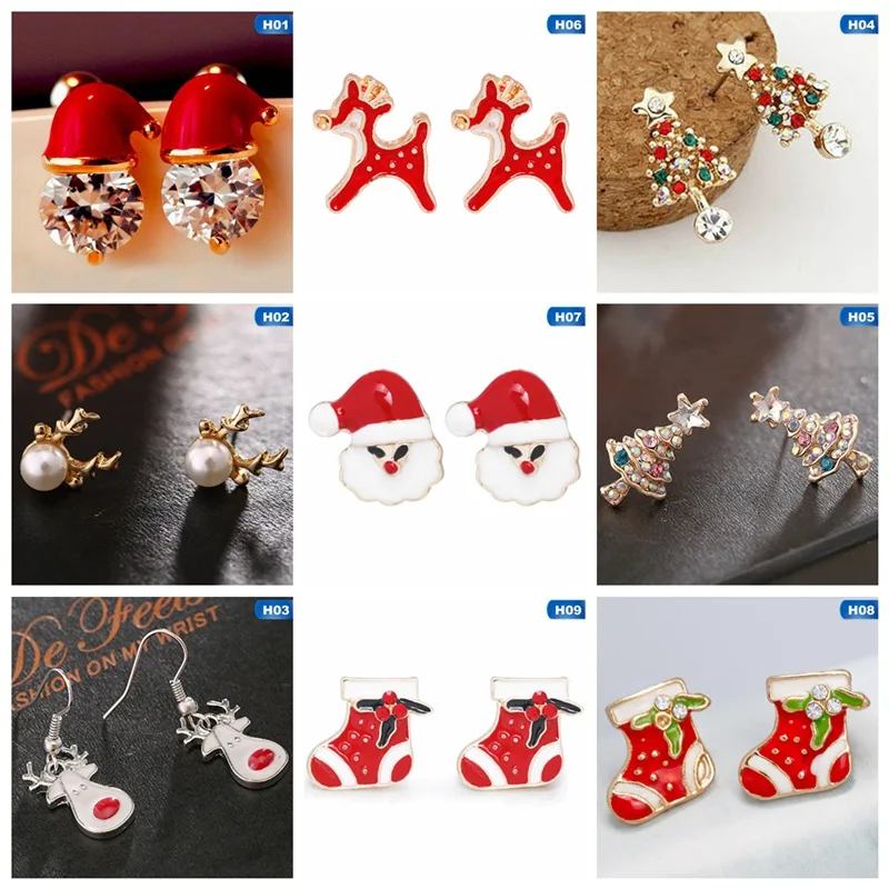 

Christmas Earrings Fashion Women Santa Claus Snowman Lovely Tree Deer Sock Christmas Jewelry Christmas Earring For Women Gifts
