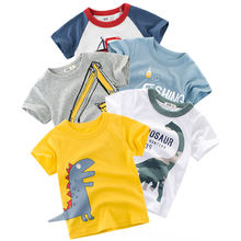 Boys T-shirt Summer Children Tops Clothing  Cotton Dinosaur Short Sleeve T Shirts Kids Boy White Girls Tee Toddler 2-8Years Baby