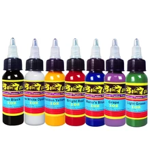 Чернила татуировки 7-Цвет комплект 1 унц. 30 мл/бутылка полу-Постоянный татуировки пигмента комплект