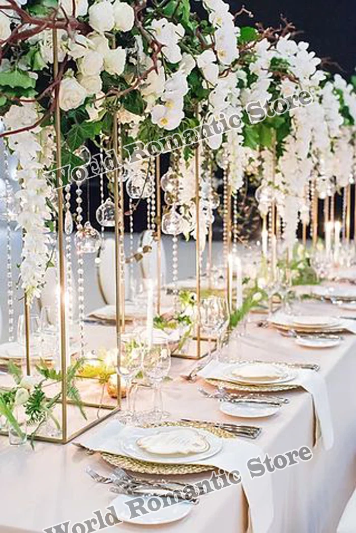

Bling Wedding Flower Stand Road Leads Gold Flower Column Table Centerpiece 10pcs/lot