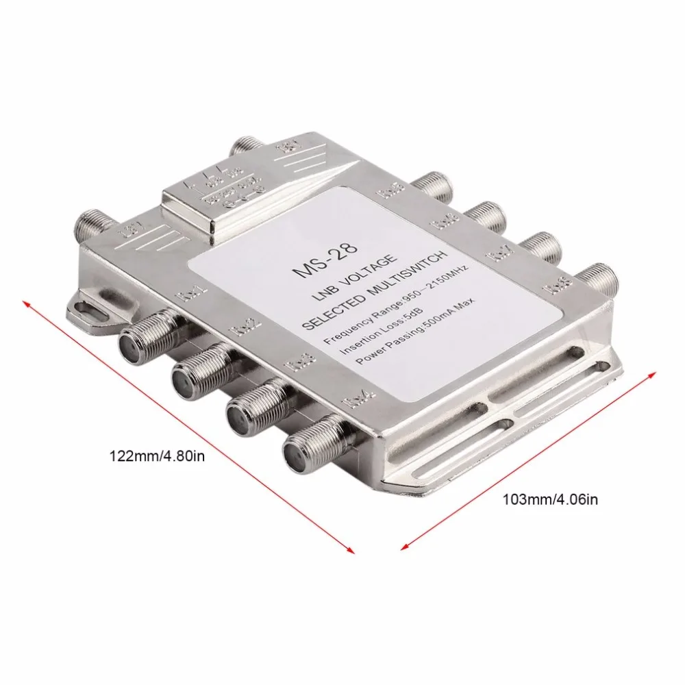 Портативный 2x8 JS-MS28 спутниковый сигнал многовыключатель 950-2150 МГц LNB напряжение выбранный переключатель Низкая потеря приемник LNB многовыключатель