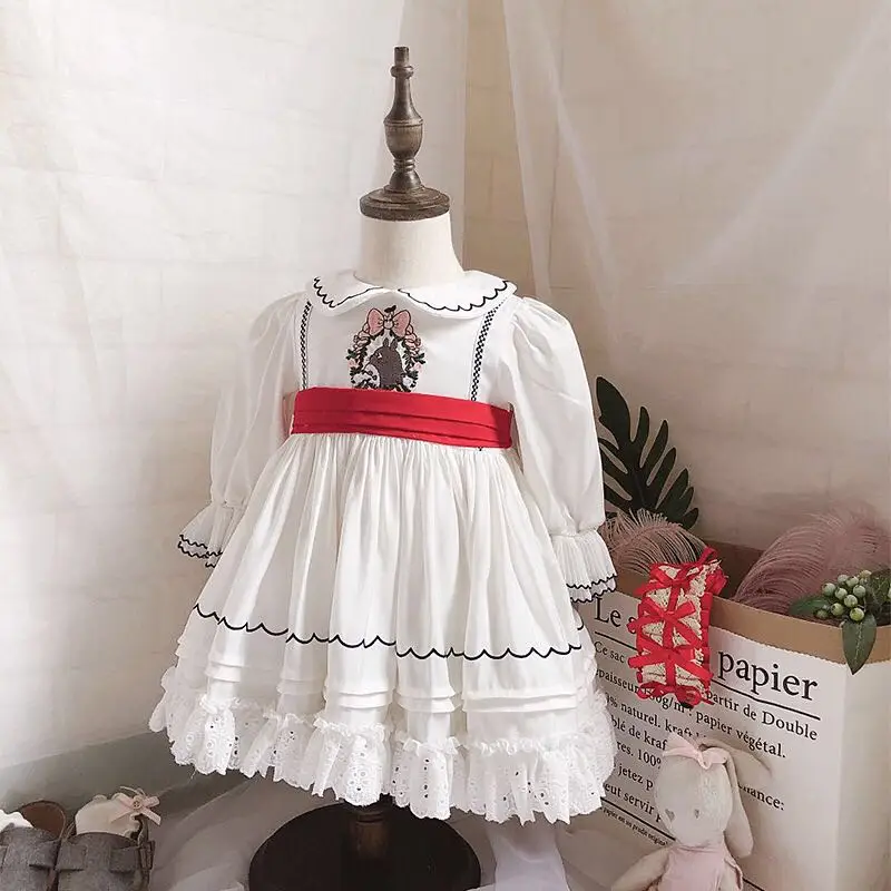 От 0 до 7 лет для маленьких девочек лето осень турецкий стиль белый Тоторо с длинным рукавом Лолита платье принцессы для девочек повседневное праздничное платье