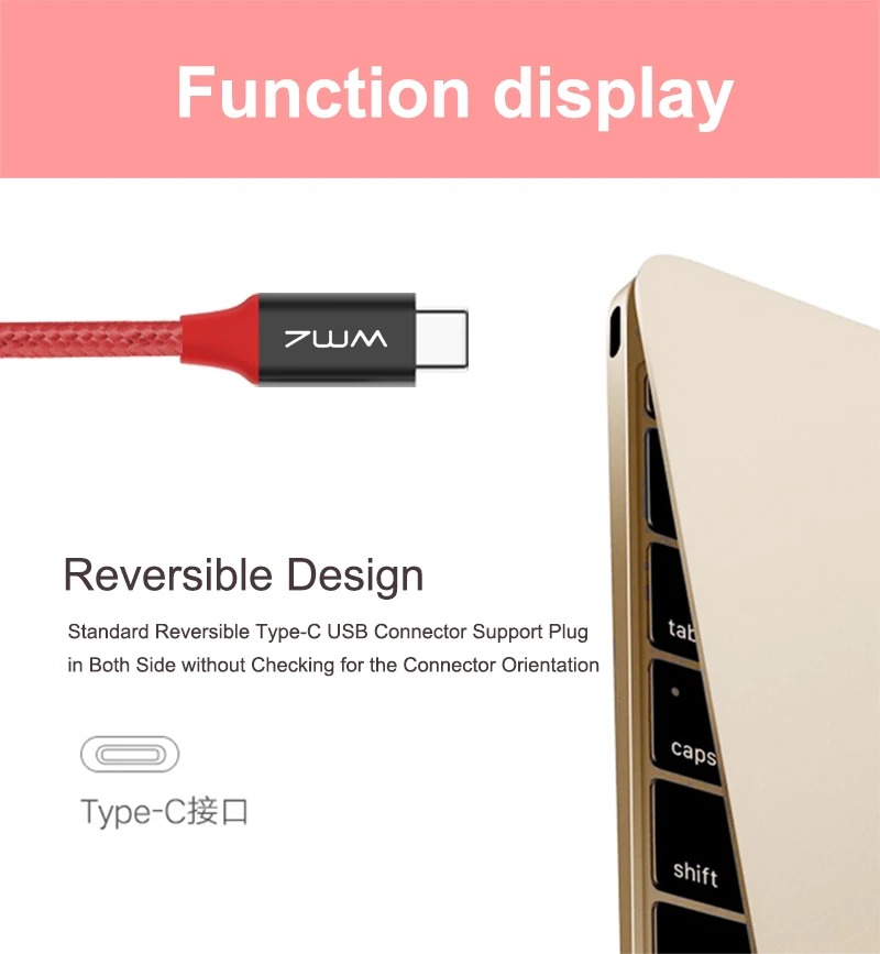 WMZ Тип usb C Reversible USB C до USB-A Быстрый зарядный кабель данных для Samsung Galaxy S8 huawei P10 ZenFone 3 LG G5 G6 V20