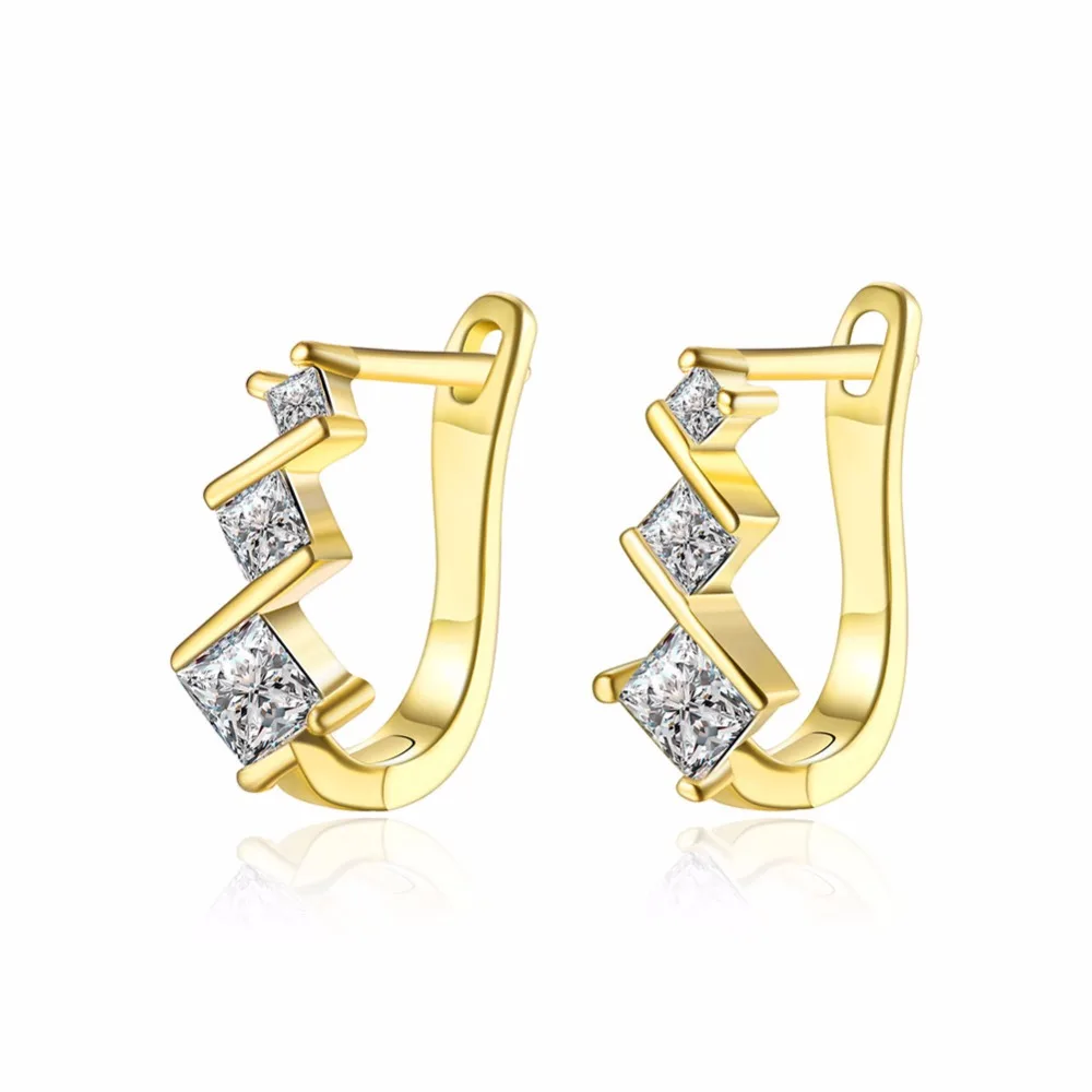 CHUKUI Christmas Jewelry Korean Small Rhinestone Crystal Hoop Earrings Gold Hoops Boucle D'oreille Femme 2018 (2)