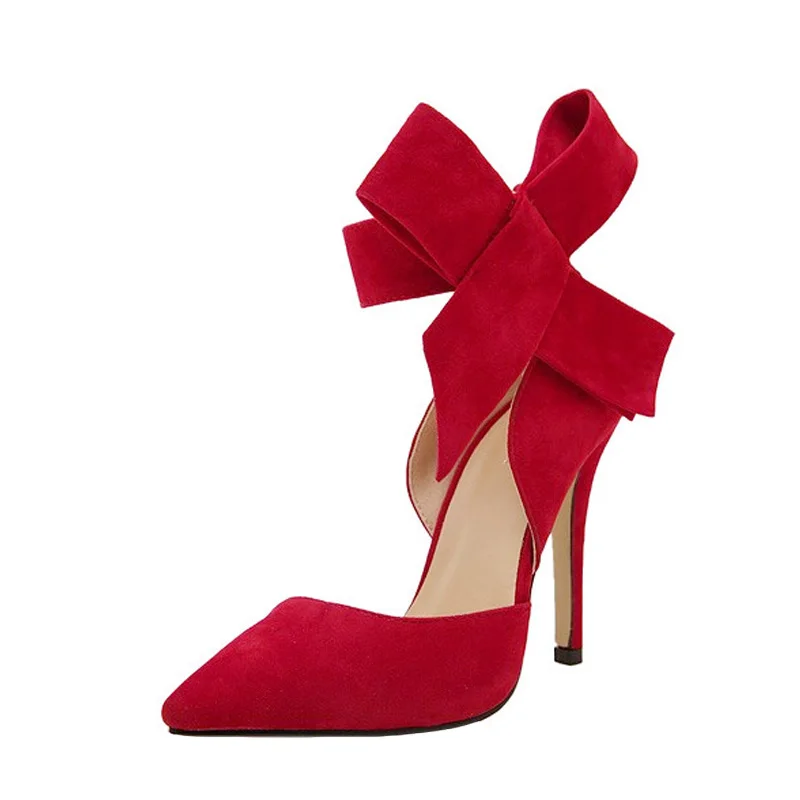 New Women Pumps Comfort Women Shoes Bow High Heels Casual Ladies Shoes Women Sandals Pointed Woman Heels Stiletto Plus Size 43