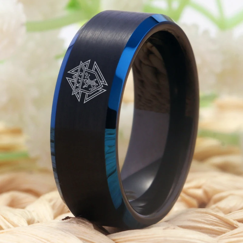 YGK Jewelry Freemason Knight of Columbus Masonic Tungsten Rings for Men's Bridegroom Wedding Engagement Anniversary Ring 3