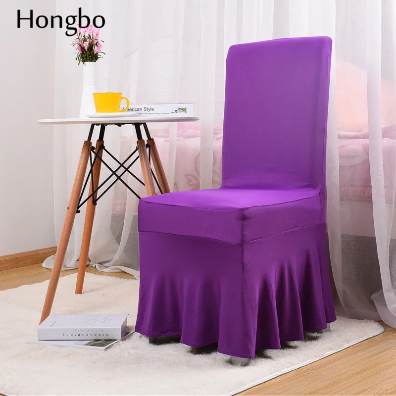 Hongbo защита для свадебного банкета, чехол для стула, однотонный цвет, плиссированная юбка, стильные чехлы на стулья, эластичный спандекс, высокое качество