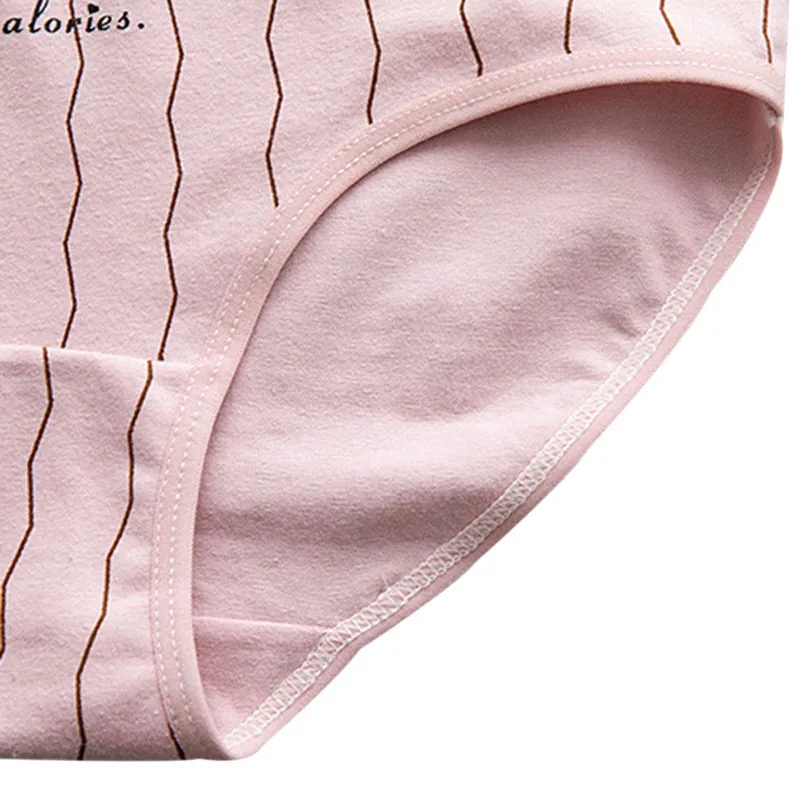 Cartoon Panty Striped Letters Print Underwear Women Cotton Panties Ladies Sexy Lingerie Girl Briefs