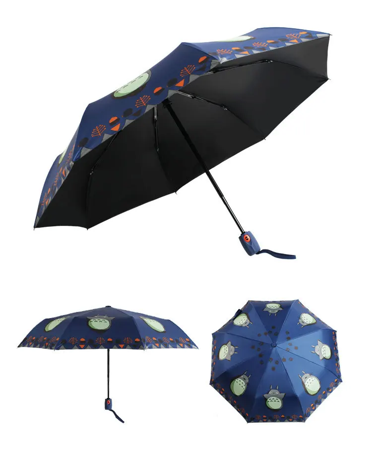 Kocotree мультфильм Тоторо зонтик дождь Дети ветрозащитный Сверхлегкий Солнце Дождь Автоматический Складной Зонты женские зонты зонтик - Цвет: Navy Blue