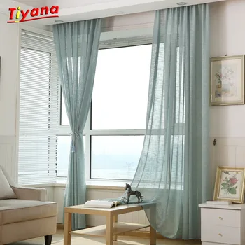

On Sale Solid linen Curtains For living Room bed room Colorful White Sheer Curtain Yellow Tulle Blue Curtains Pink WP342a *30