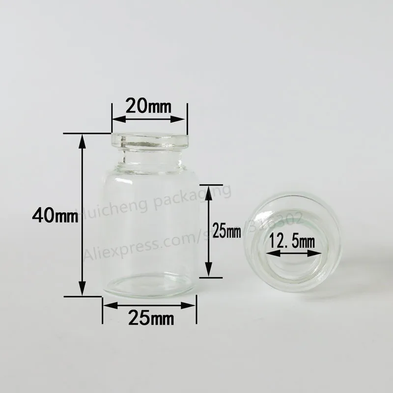 10ML Clear Injection Glass Vial with Center Plastic Aluminum Cap 10CC Transparent Liquid Medicine Glass Containers 2540