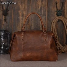 Мужские многофункциональные дорожные сумки, Новая мода, натуральная кожа, винтажный вещевой мешок, большой вместительный багаж, повседневные сумки lfb06
