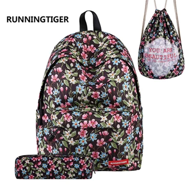 RUNNINGTIGER, женский рюкзак, школьные сумки для девочек, рюкзак с принтом, Mochila, школьные рюкзаки для девочек-подростков, 3 шт. в комплекте, Mochila - Цвет: 14