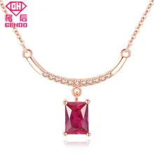

GEHOO 925 Sterling Silver Collar Choker Necklace Red Ruby Zircons Pendant Vintage Women Jewelry Rose Gold Chain Charm Necklaces
