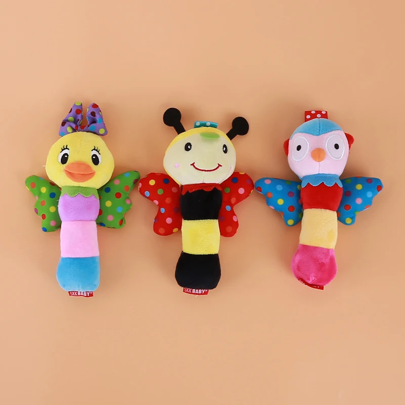 Cartoon Rattle Stick Bar Newborn Baby Infant Hand Bell Handbell Sound Spin Kids Toy Early Education Squeaker 0-12 Months | Игрушки и