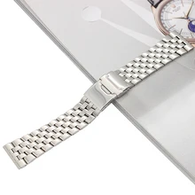 24 мм полированный твердый ремешок для часов из нержавеющей стали, мужские часы с ремешком, металлические браслеты
