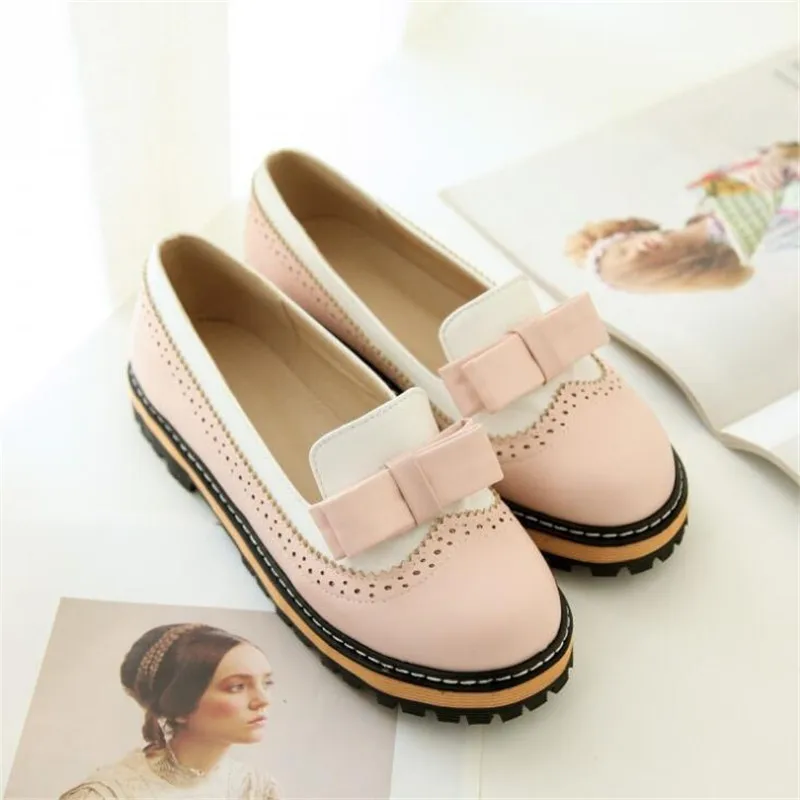 

Spring Summer Women Flat Shoes Female Student Soft Bottom Leather Shoes Ladies Bow Casual Sneakers Women Single Shoes