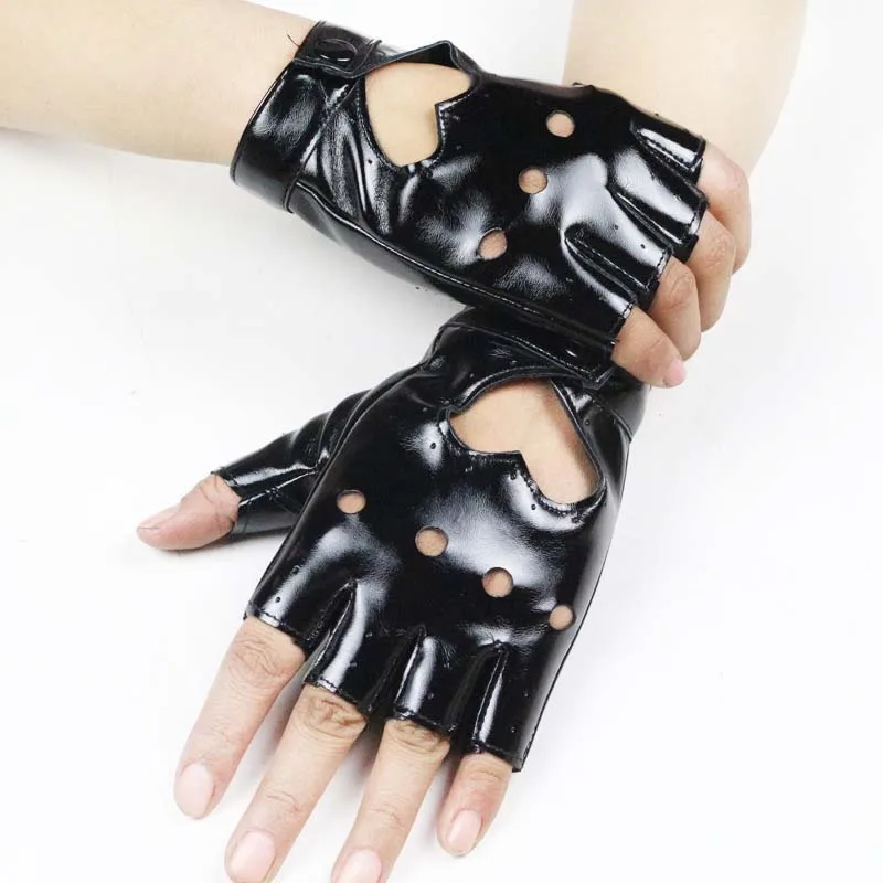 Luxury PU Leather Dance Gloves Women Men Unisex Theater Punk Hip Hop