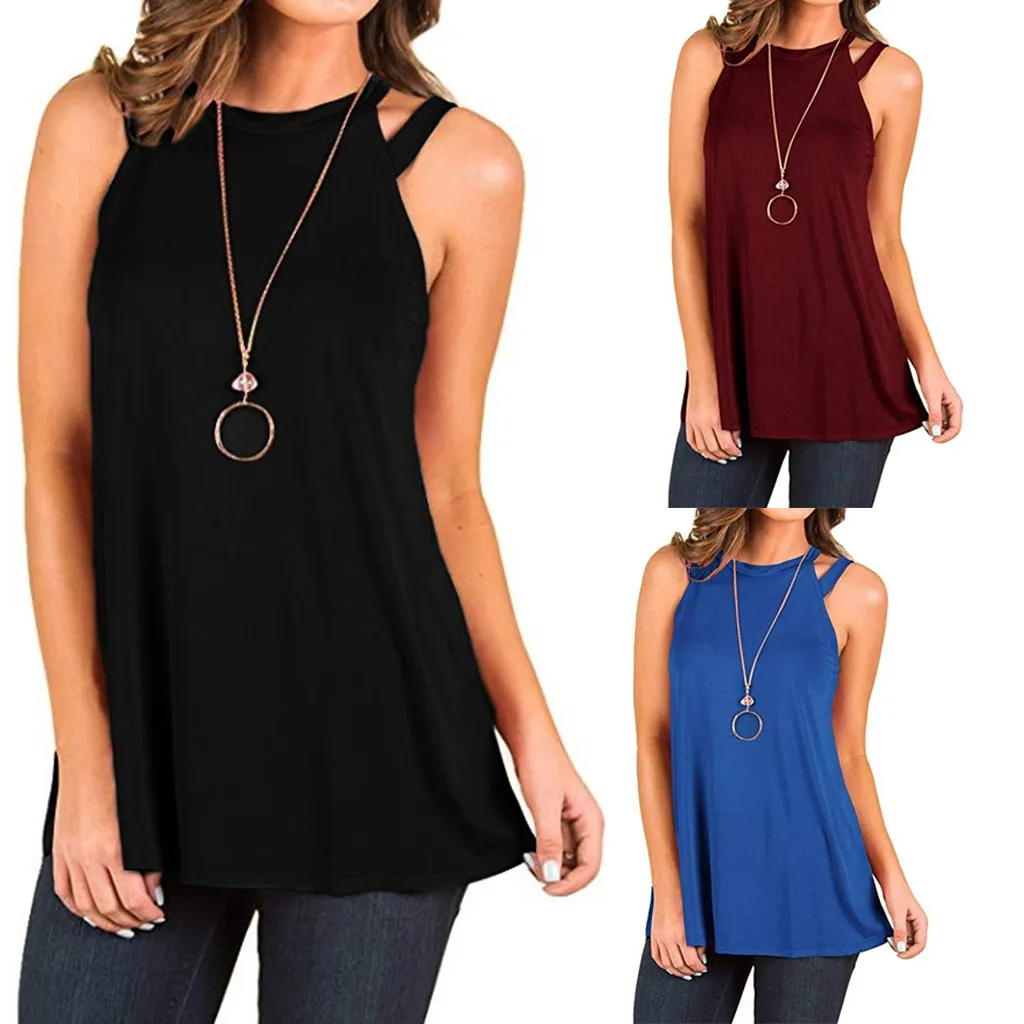 Женская туника топы Летняя женская одежда большие размеры без рукавов Свободный