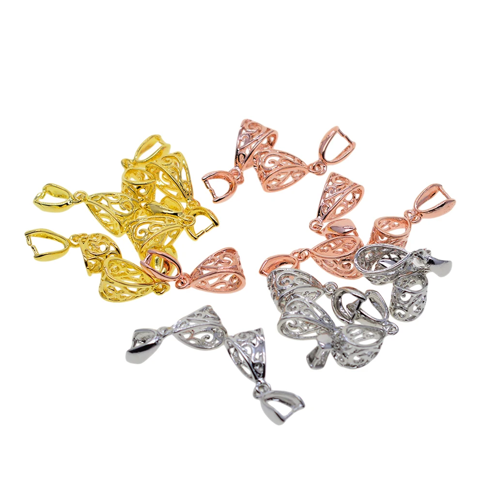 18Pcs, 3 Mixed Colors Pinch Bails Clasp Connectors for Pendant Making - Gold, Rose Gold & Platinum (1.02 x 0.35 x 0.28')