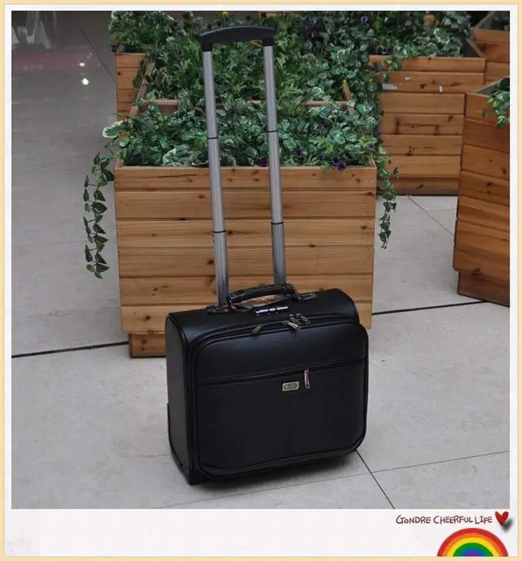 Letrend бизнес чемодан на колёсиках 18 дюймов для мужчин многофункциональный чемодан на колесах тележка из искусственной кожи дорожная сумка багажник
